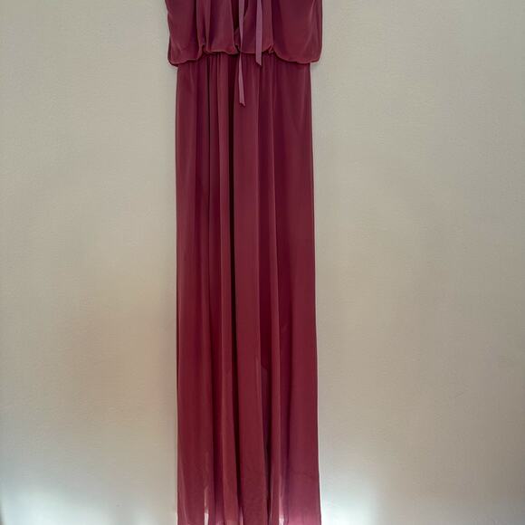 David's Bridal Bridesmaid Dress F19740 Chianti 2 High Low Hemline - Picture 6 of 7